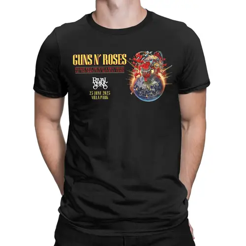 Imagen 2 del producto Camisetas con estampado gráfico de Guns N Roses para hombre, camiseta divertida 100% de algodón con cuello redondo, camiseta de banda de Rock, ropa de manga corta