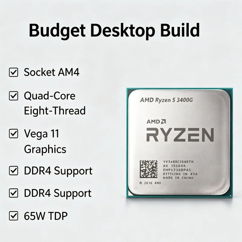 Ryzen5 3400G Quad‑Core Eight‑Thread 65W Desktop Processor Socket AM4 YD3400C5M4MFH Tray No cooler