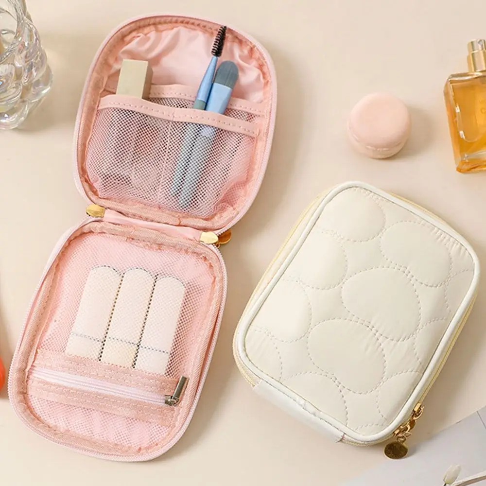 Multifunctional Portable Mini Storage Case Lightweight Zipper Makeup Bag Compact Heart-shaped Pattern Cosmetic Pouch Travel