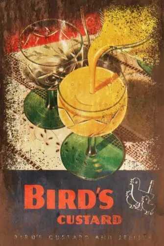 Bird's Custard Advert Aged Look Vintage Retro Style Metal Sign, Cafe Kitchen Pud