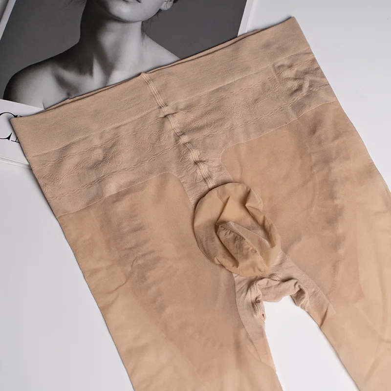 45-100KG  Plus size Men Thin Silk Pantyhose Popular Autumn Pants Peach butt Shaping Shapewear Non slip Sexy Seamless Design