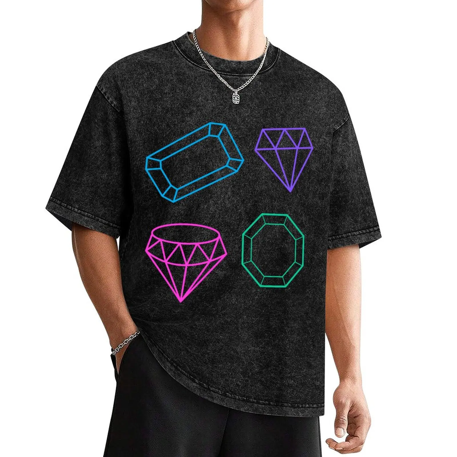 

Neon Gems pattern T-Shirt sports fans shirts graphic tees oversized t shirt boys animal print mens big and tall t shirts