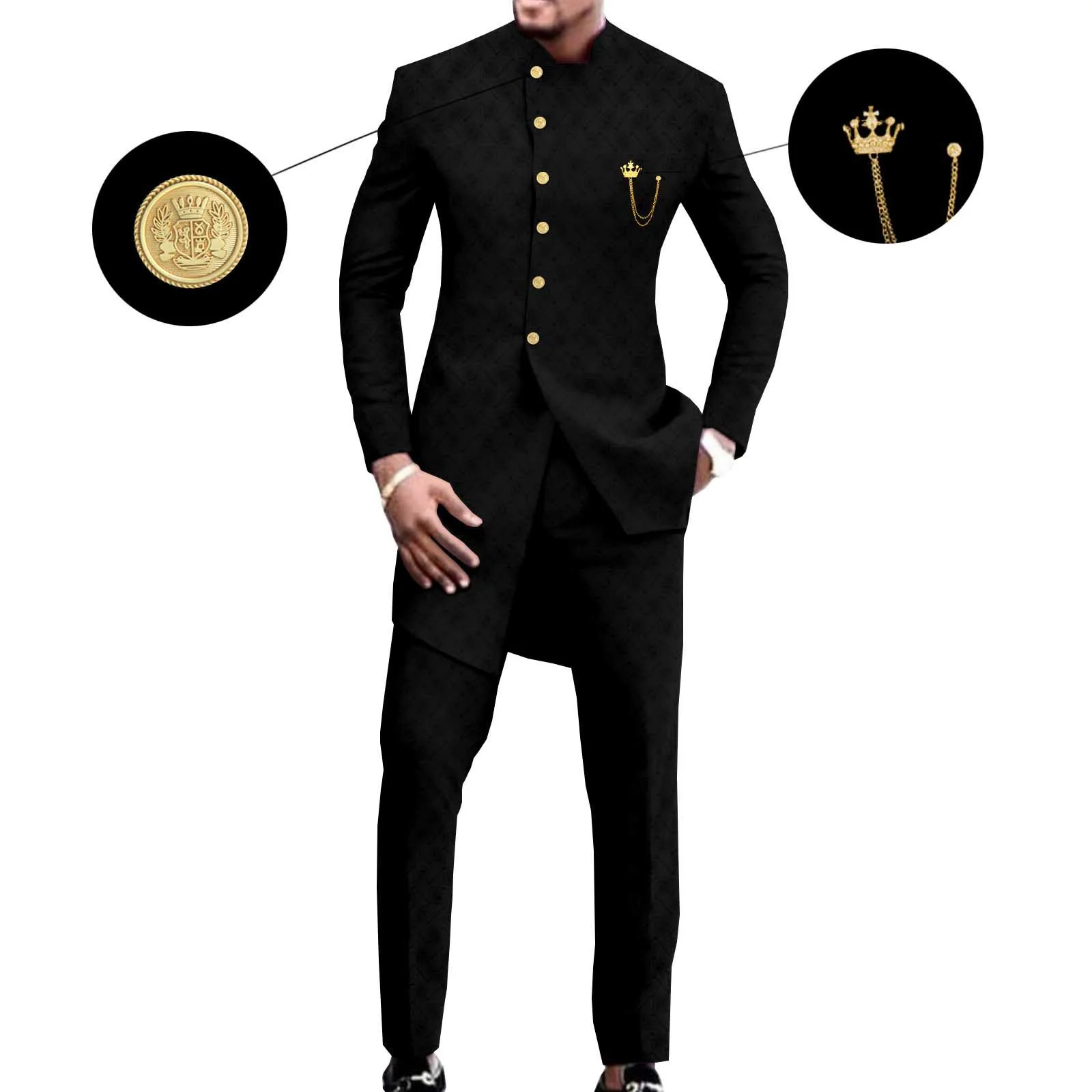 Fashion High-end Men Suits Notched Lapel Formal Groom Wedding Tuxedos 2 Pieces Sets Customized Male Prom Blazers Ropa Hombre