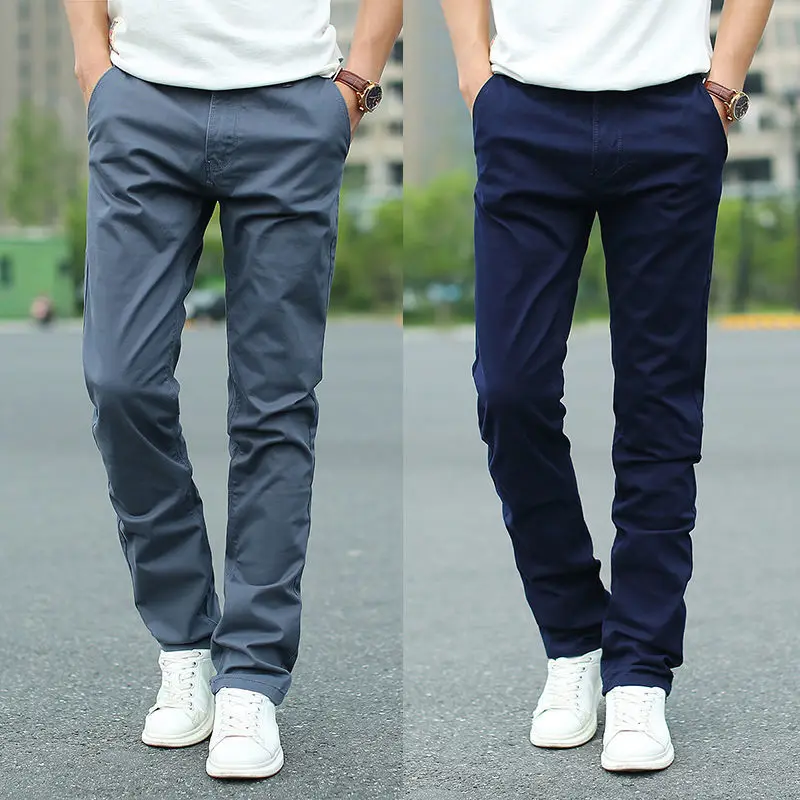 

2024 New Men Casual Pants Spring Autumn Elastic Slim Straight Breathable Trouser for Daily Joggers Stretch Male Q302