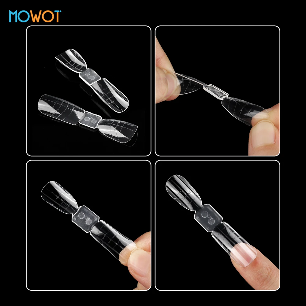 MOWOT New 120/140pcs Nail Dual Forms Acrylic Quick Building Gel Molds False Nail Tips Full Cover Extension Top Forms Nail Molds