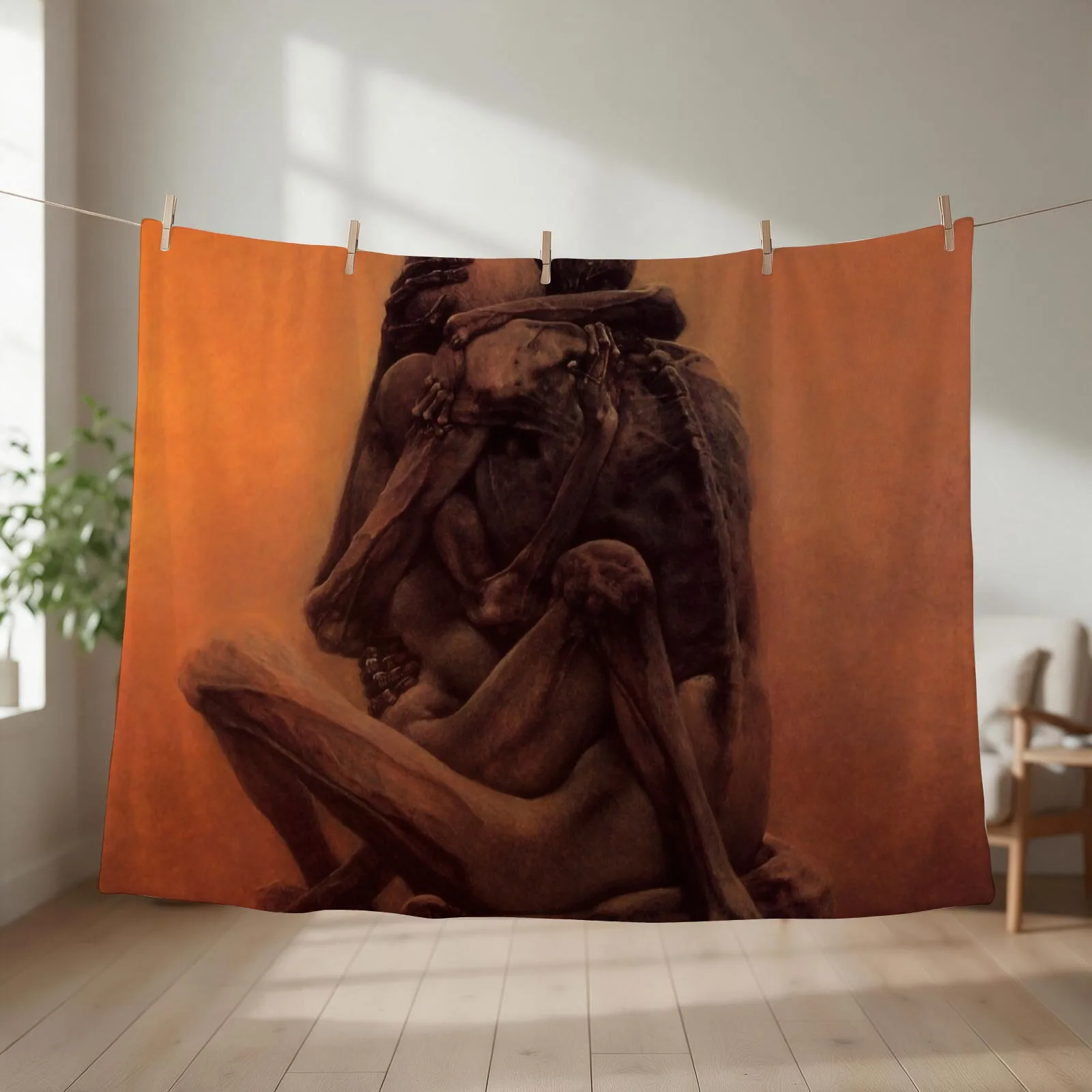 Untitled (The lovers) by Zdzislaw Beksinski Throw Blanket couch cozy soft plush fuzzy picnic outdoor blanket