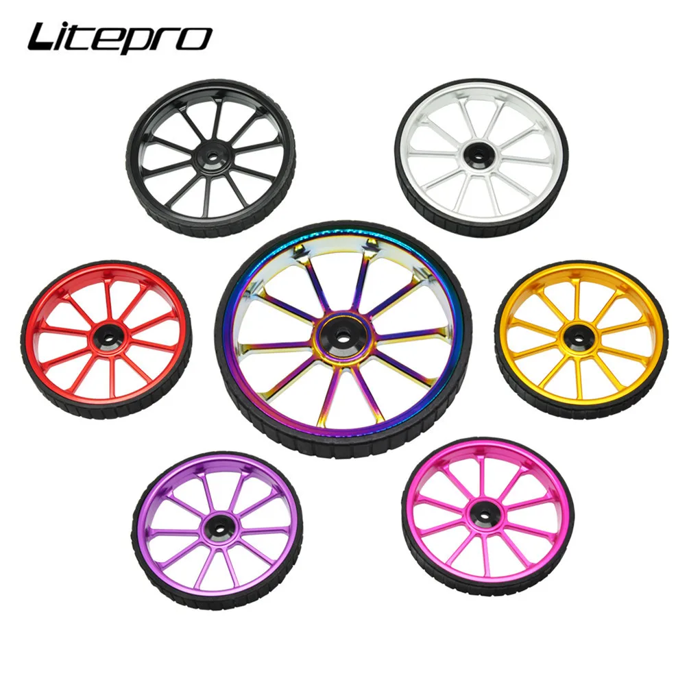 For Birdy Bicycle Enlarged 100mm Hollow Easy Wheel Widening Thickening Push Wheel Aluminum Alloy Bearing For Brompton Bike