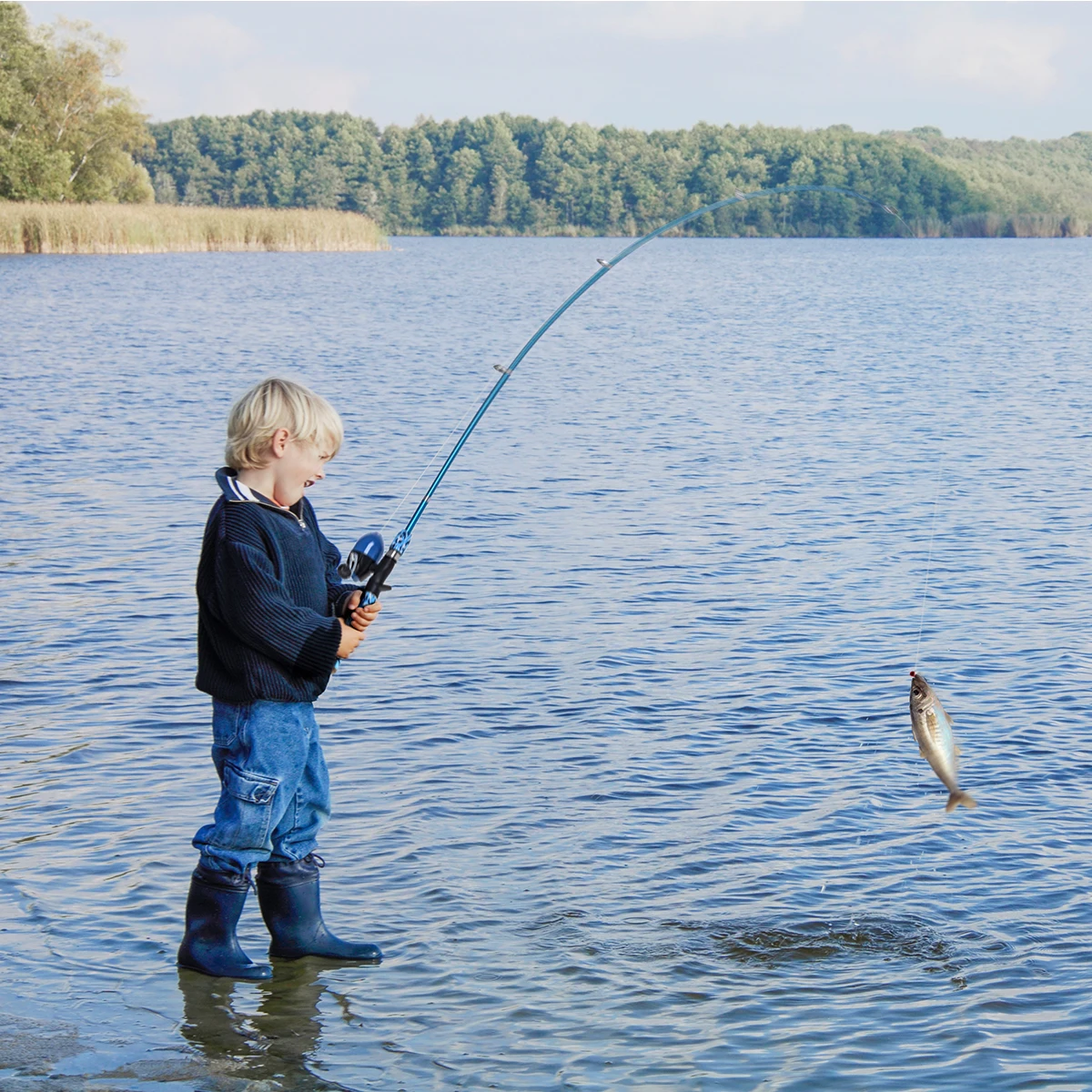 Imagem -03 - Leofishing-kids Fishing Pole Conjunto com Full Starter Kits Rod e Spincast Reel um Net um Balde para Meninos e Meninas Jovens