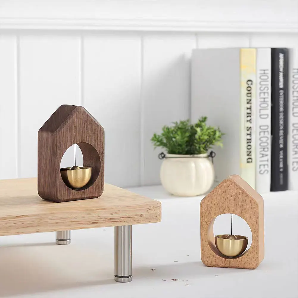 Door Bell Wooden Wind Chimes Wireless Doorbell Entrance Door Bell Decorative Wind Bell Home Decoration Walnut Copper Ornaments