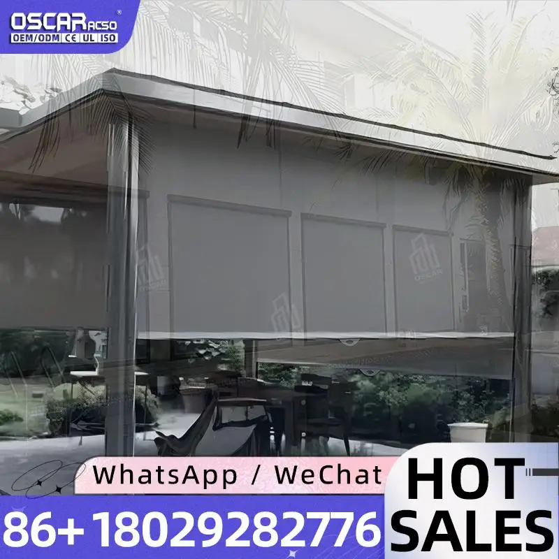 

Электрические водонепроницаемые рулонные шторы на молнии для наружного патио, балкона, выдвижной экран для конфиденциальности, рольставни