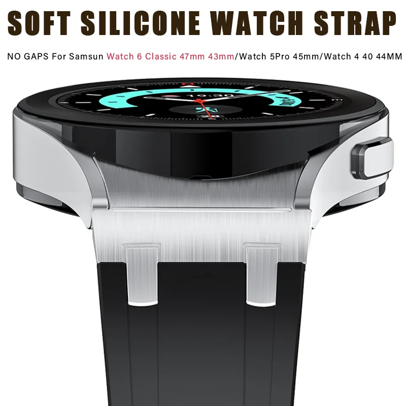 

Rubber Strap For Samsung Watch 4/5/6 40 44MM 5Pro 45MM Luxury Silicone No Gaps Band For Galaxy Watch 4/6Classic 42 43MM 46 47MM