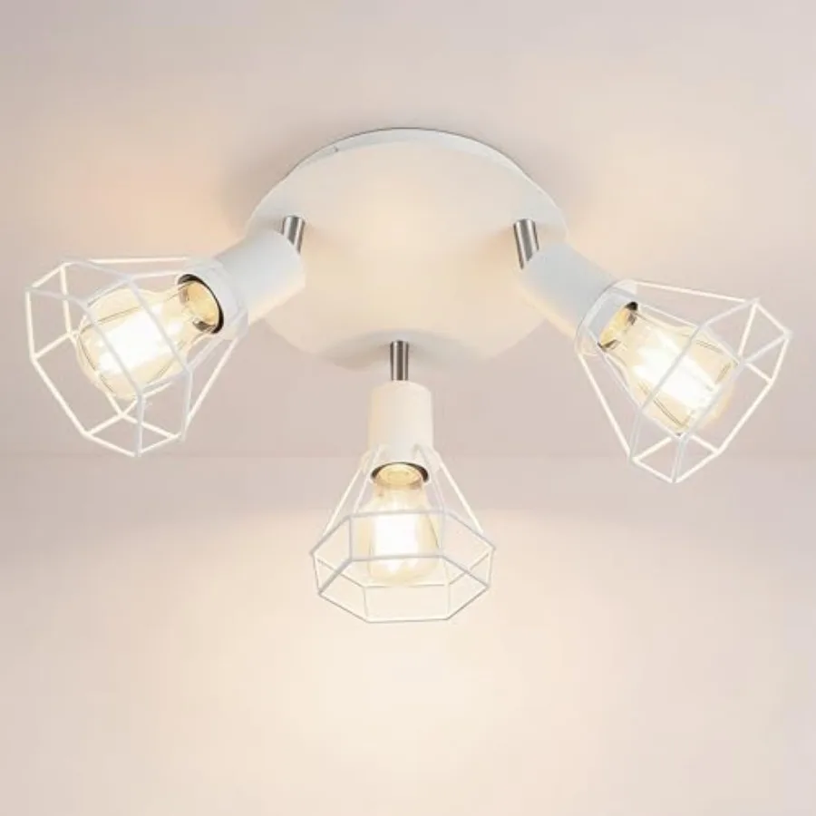 

Потолочный светильник направленного света, современный светодиодный трековый светильник, белый металлический светильник-клетка в стиле фермерского дома, точечный светильник для кухни и спальни, накладной монтаж