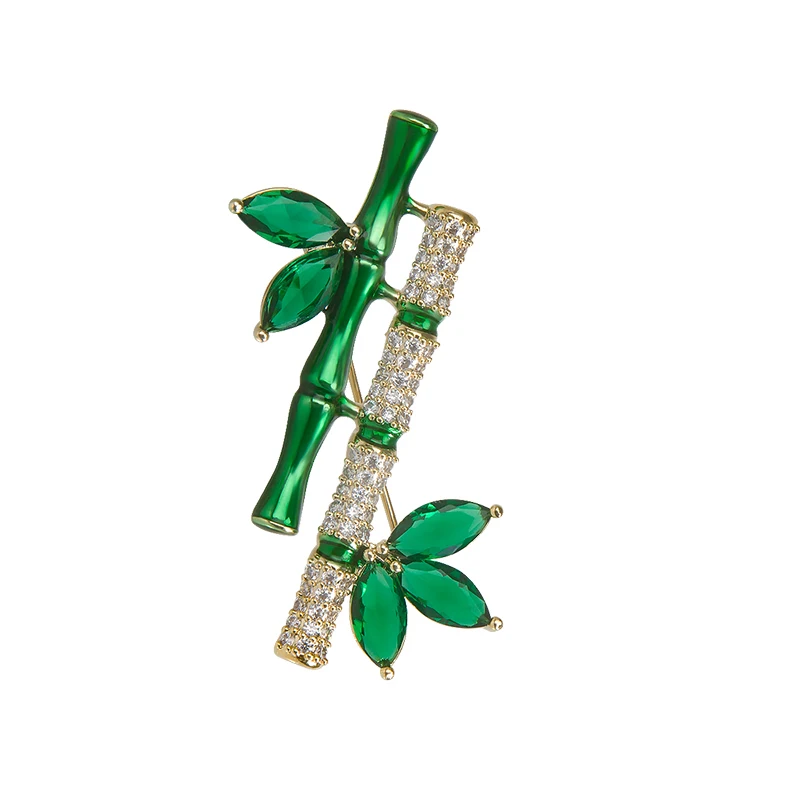 YYSuniee Imitation Emerald Brooches Chinese Style Bamboo Shaped Brooch Pin for Women for Wedding Party Birthday Banquet