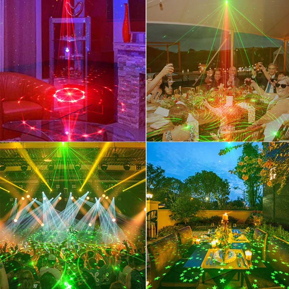 RGB MiniDJ Disco Laser Light Projector USB Rechargeable LED UV Sound Strobe Stage Effect Wedding Xmas Holiday Party Lamp