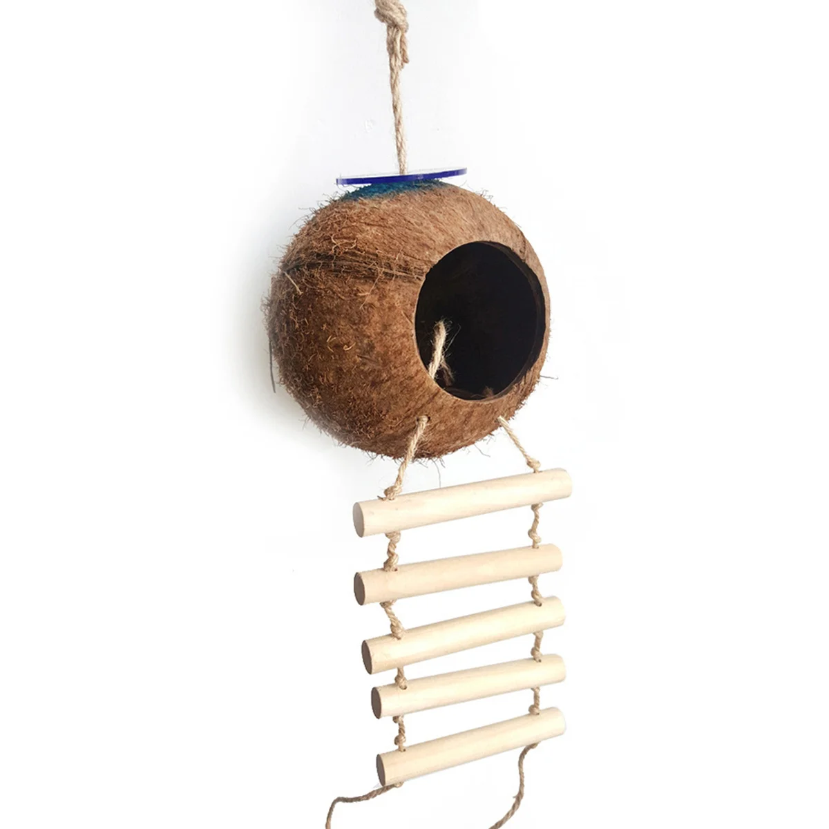 

Natural Coconut Shell Bird Nest Ladder Hideaway Cozy Home for Parakeets Budgerigar Small Pets Bird House Coconut Shell Nest