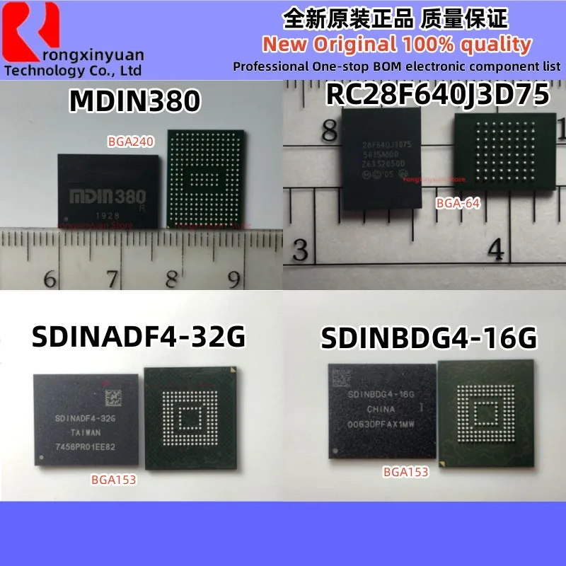 2Pcs/lot MDIN380 RC28F640J3D75 28F640J3D75 SDINADF4-32G SDINADF4 SDINBDG4-16G SDINBDG4 BGA Chip Original New 100% quality