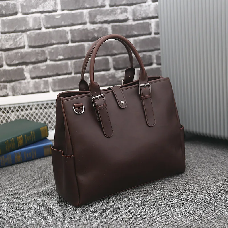 ﻿ New Design Fashion Business Handbag For Men Large Capacity Leather Male Tote Bag Travel Top Handle Bags Messenger Pack Bolsa