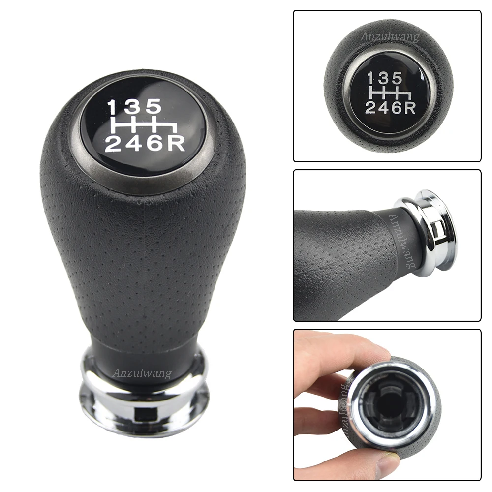 6 Speed Car Manual Gear Shift Knob Shifter Lever Stick Black Leather For Honda CRV CR-V MK3 2006-2012 Car Accessories