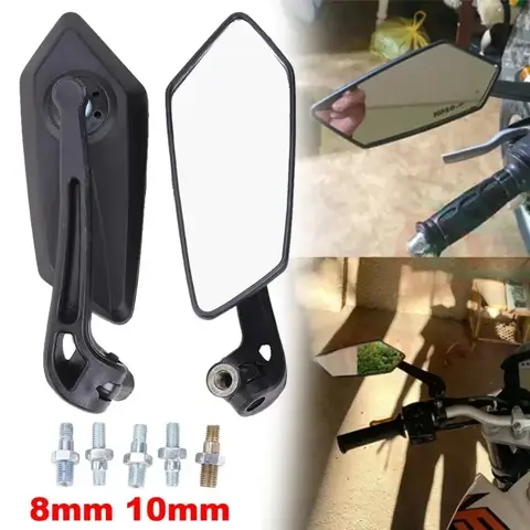 카페 레이서 스쿠터 모토크로스용 오토바이 핸들 바, 백미러, 사이드 미러, 8mm, 10mm 범용 개조 부품