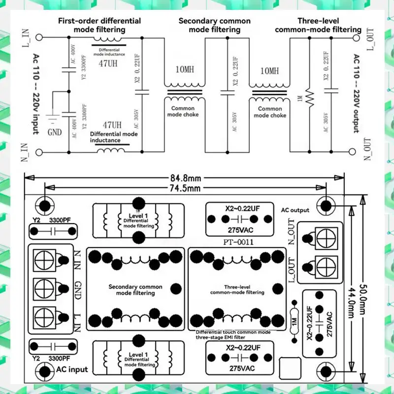 3C Electron EMI Power Filter Board Audio Amplifier Power Supply Filter Common Mode High Current Electromagnetic Hifi Audio,EMI P