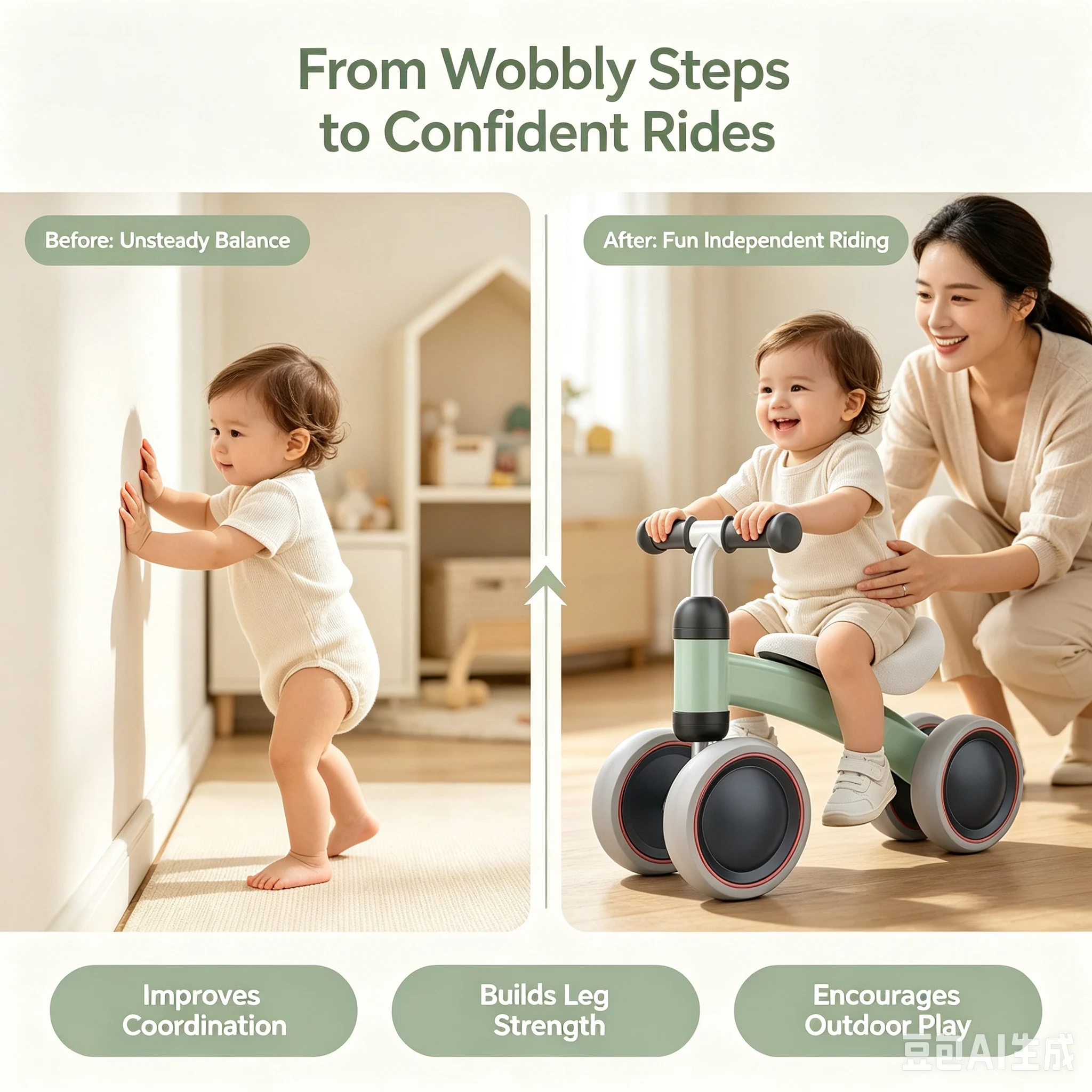 Baby Balance Bike No Pedal Walking Training Bike Comfort Seat Anti-slip Silent Wheels Toddler First Birthday Gift for 1-3 Years view 6