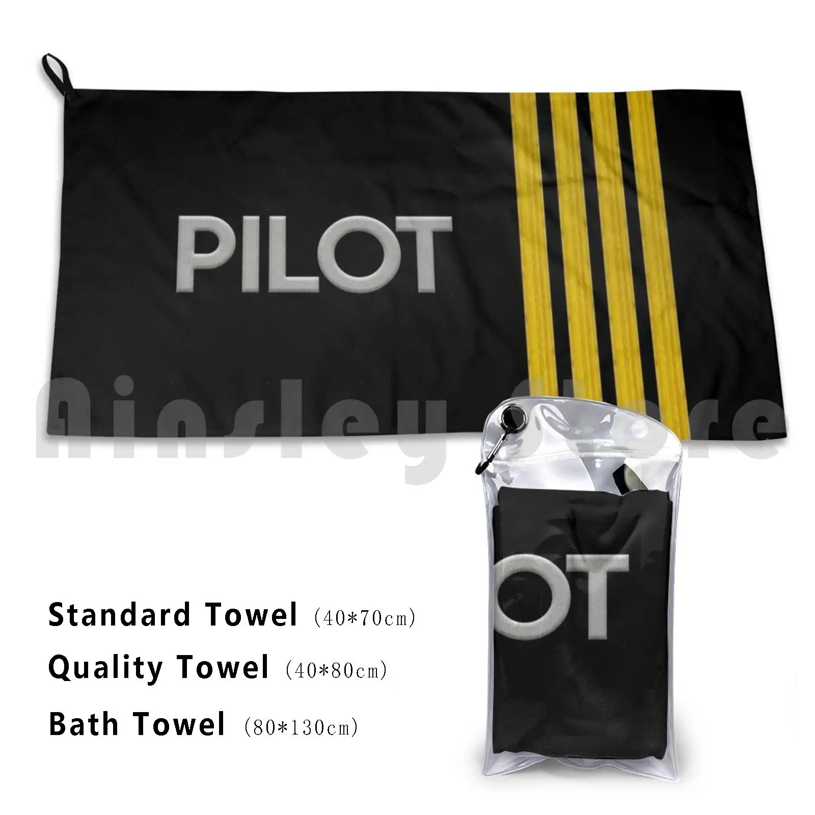 Pilot Stripes Beach Towel Quick Dry Quality Towel Epaulets Stripe Aviation Pilot Captain Aeroplane Aviator Airport