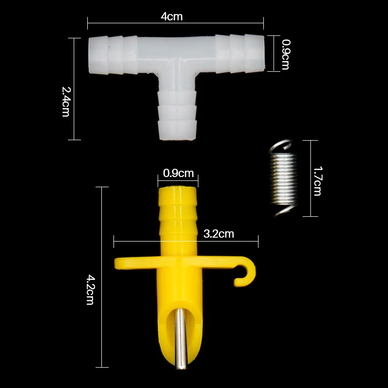 10/15/20Pcs Rabbit Drinker Nipples Automatic Waterer Feeder 8 mm Tee + Spring for Rodents Rabbit Rearing ABS Material Cage Tool