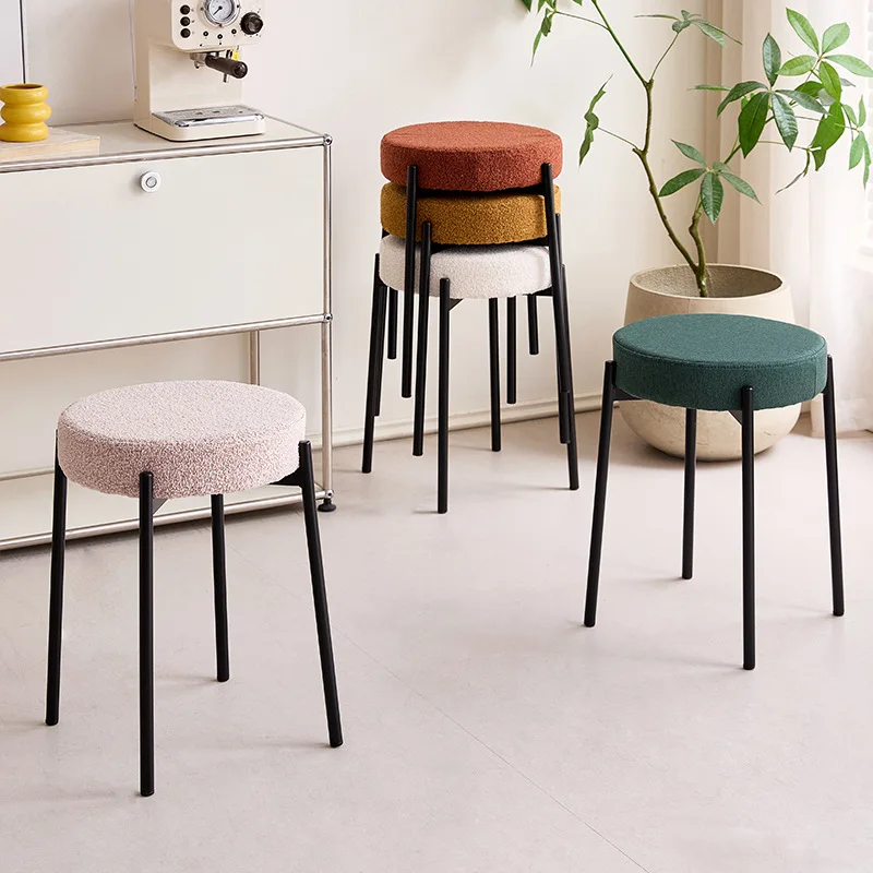 Modern Simple Stackable Stool Home Nordic Ins Bedroom Soft-padded Thick Seat Cushion Dining Room Chair