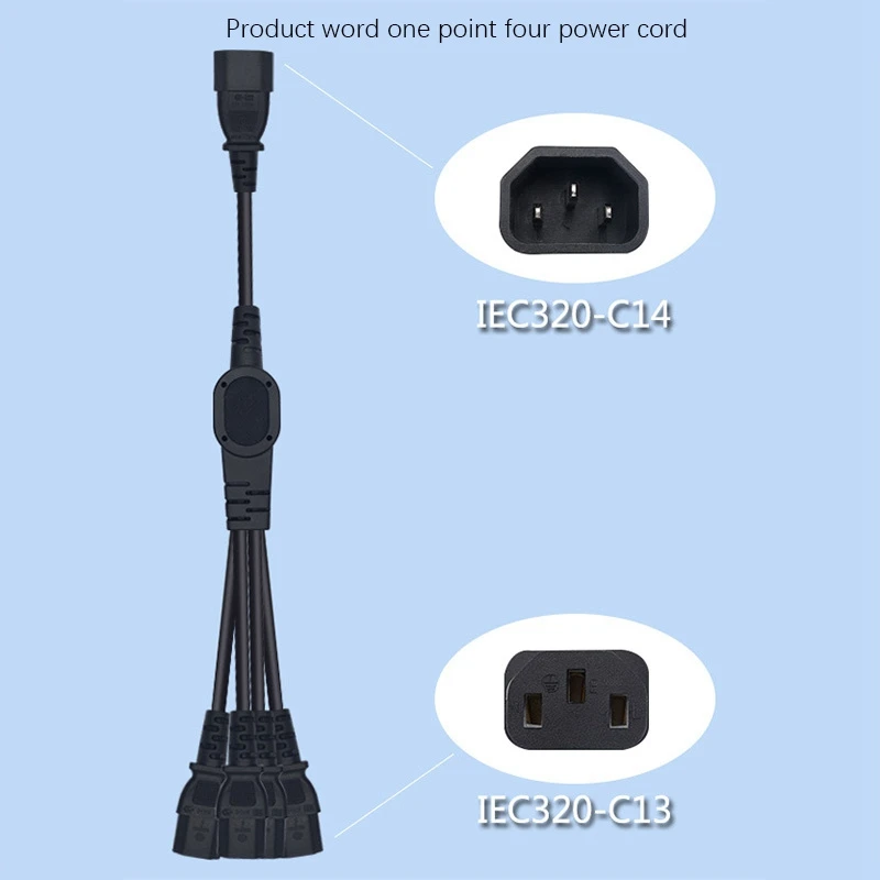 Power Extension Cord, One-Point Four-Pin Bifurcated Cord C14 to 4XC13 Power Cord for Ups Host, Pdu Power Strip