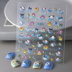 Cartoon Sanrio Nail Sticker HelloKitty Kuromi Pudding dog Cinnamoroll  Anime Stickers Nail Art Decoration DIY Press On Nails