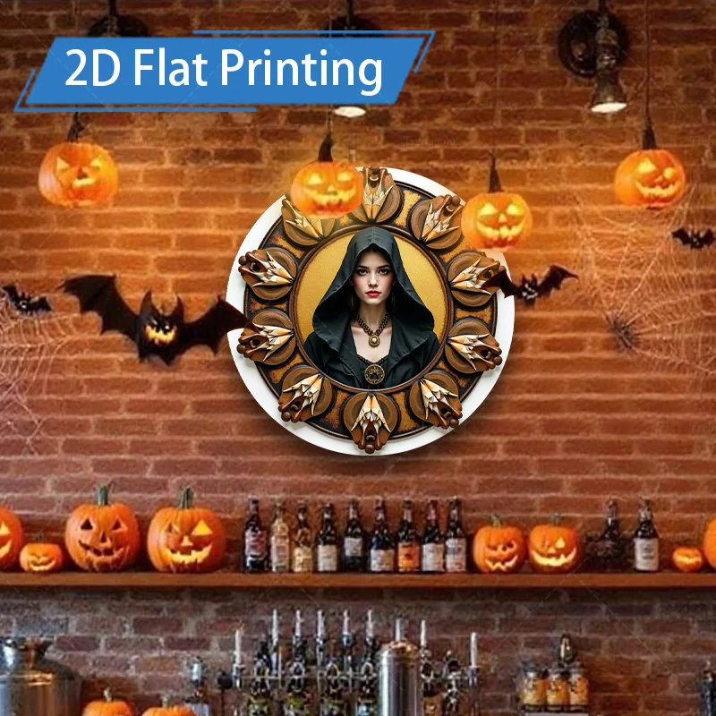 Targa in metallo da 1 pezzo, targa in metallo decorativa con stampa piatta in stile gotico di Halloween da 4x16 pollici