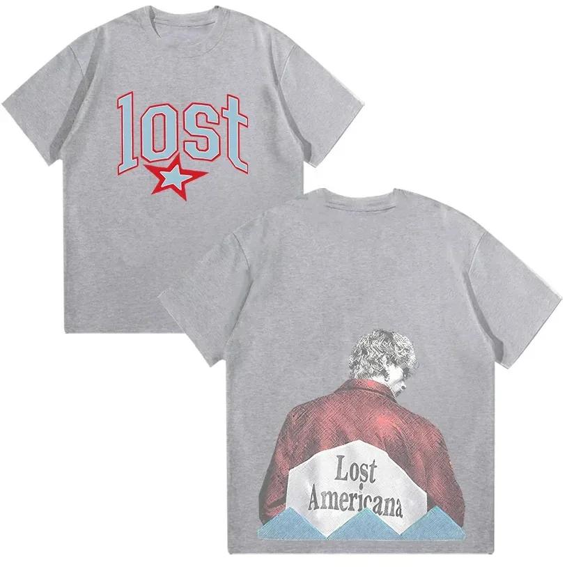 Mgk Lost Americana Photo Tee Gothic Streetwear Graphic Printing Cotton Casual Tops Women Men Hip Hop T Shirts Punk Mgk T-shirts