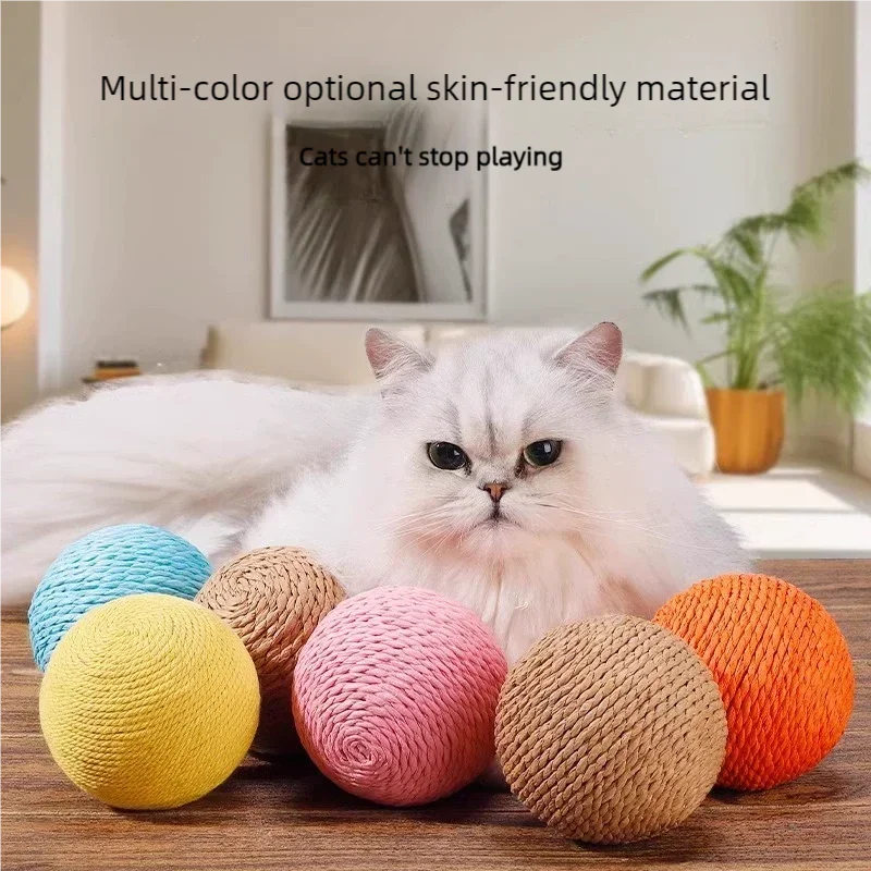 Large Size Sound Making Cat Sisal Ball Toy Durable Bite Resistant Grinding Claw Interactive Kitten Chew Toy Boredom Relief Tease