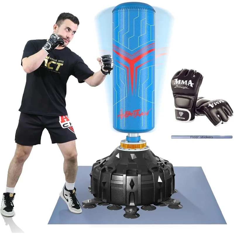 

Freestanding Punching Bag with Boxing Gloves, Boxing Bag with Suction Cup Base for Adult Teens-Standing Kickboxing Bag Home
