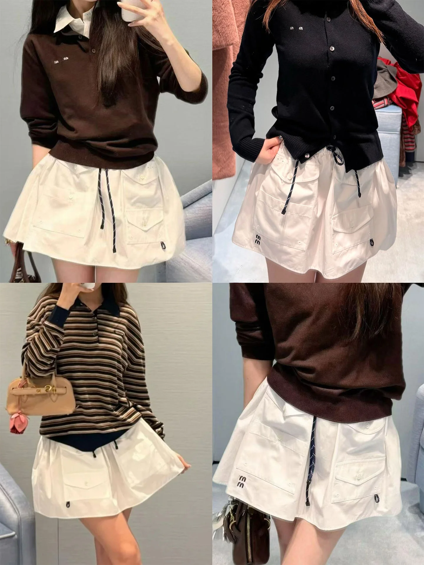 Special Offer 26SS Letter Embroidery Anti-Aging Girl Feel Half-length Short Skirt Women Drawstring Cotton A-line Skirt