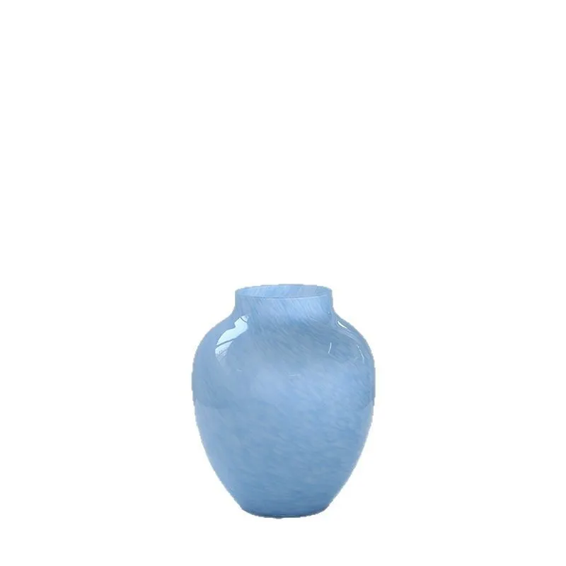 

Simple high-end light blue magnetic powder glass vase flower dining table home craft vase