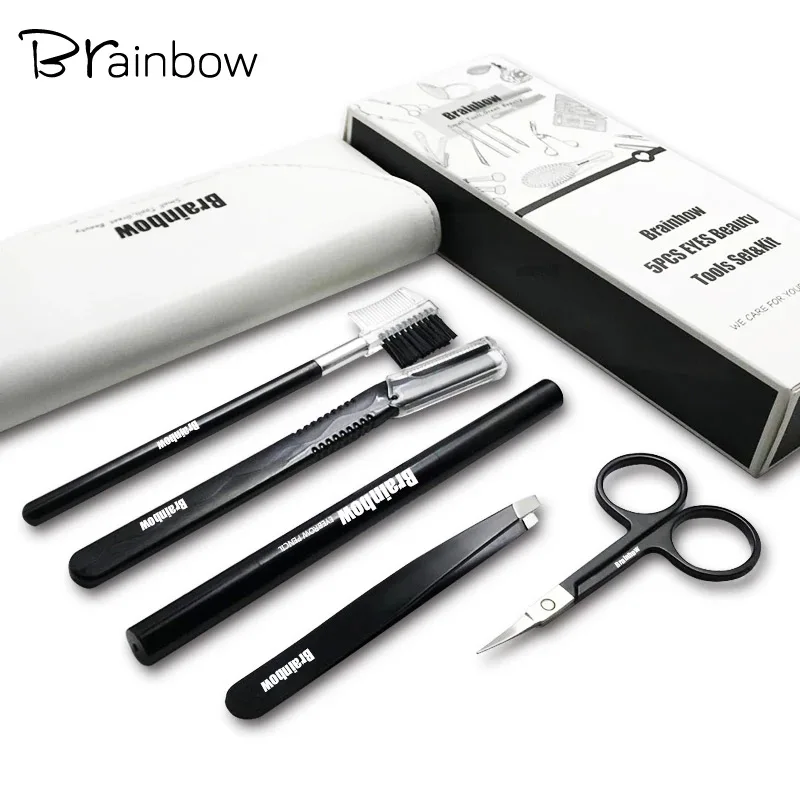 Brainbow 5pcs/bag Makeup Tool Kit Eyebrow Pen Eyebrow Tweezer Trimmer Razor Makeup Brushes Makeup Scissors Eyes Beauty Essential