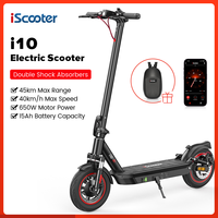 iScooter i10 Electric Scooter 15Ah 650W Scooter 10inch Foldable Kick Scooter 40KM/H Electric eScooter with APP 45km Max Range