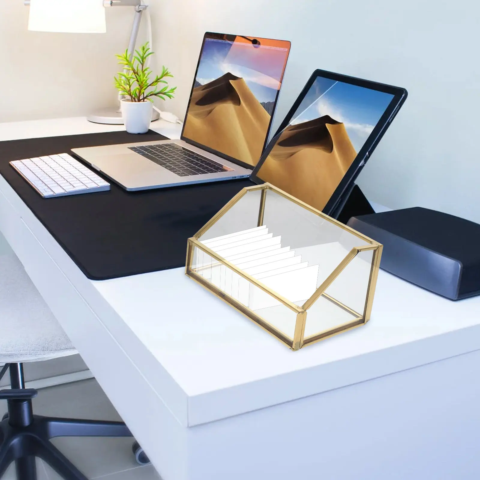 

1Pcs Business Card Storage Box Premium Desktop Holder Organizer Name Cards Case Office Stationery Compact Cards Display Storage