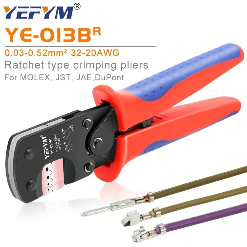 Micro Connector Crimping Tool YE-013BR For XH2.54/PH2.0/ZH1.5 D-Sub,Open Barrel Suits Molex,JST Pliers 0.03-0.5mm²/32-20AWG