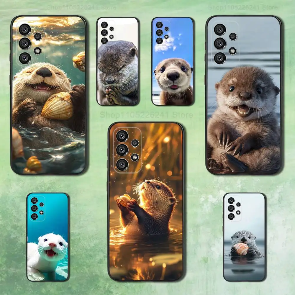 

Cute Animal Otter Phone For Samsung Galaxy A53,31,52,72,41,22,73,32,71,Note,J7,8,9,5G Soft Black Silicone Case