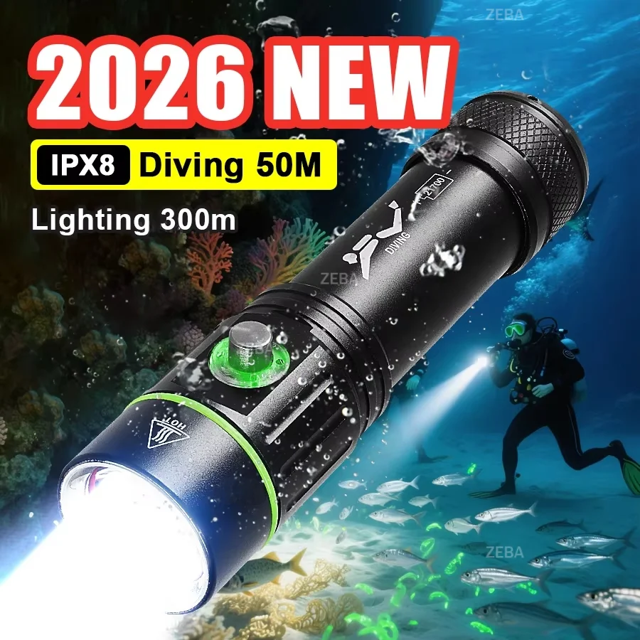 Underwater Flashlight - Professional Diving Flashlight IPX8 Waterproof Underwater