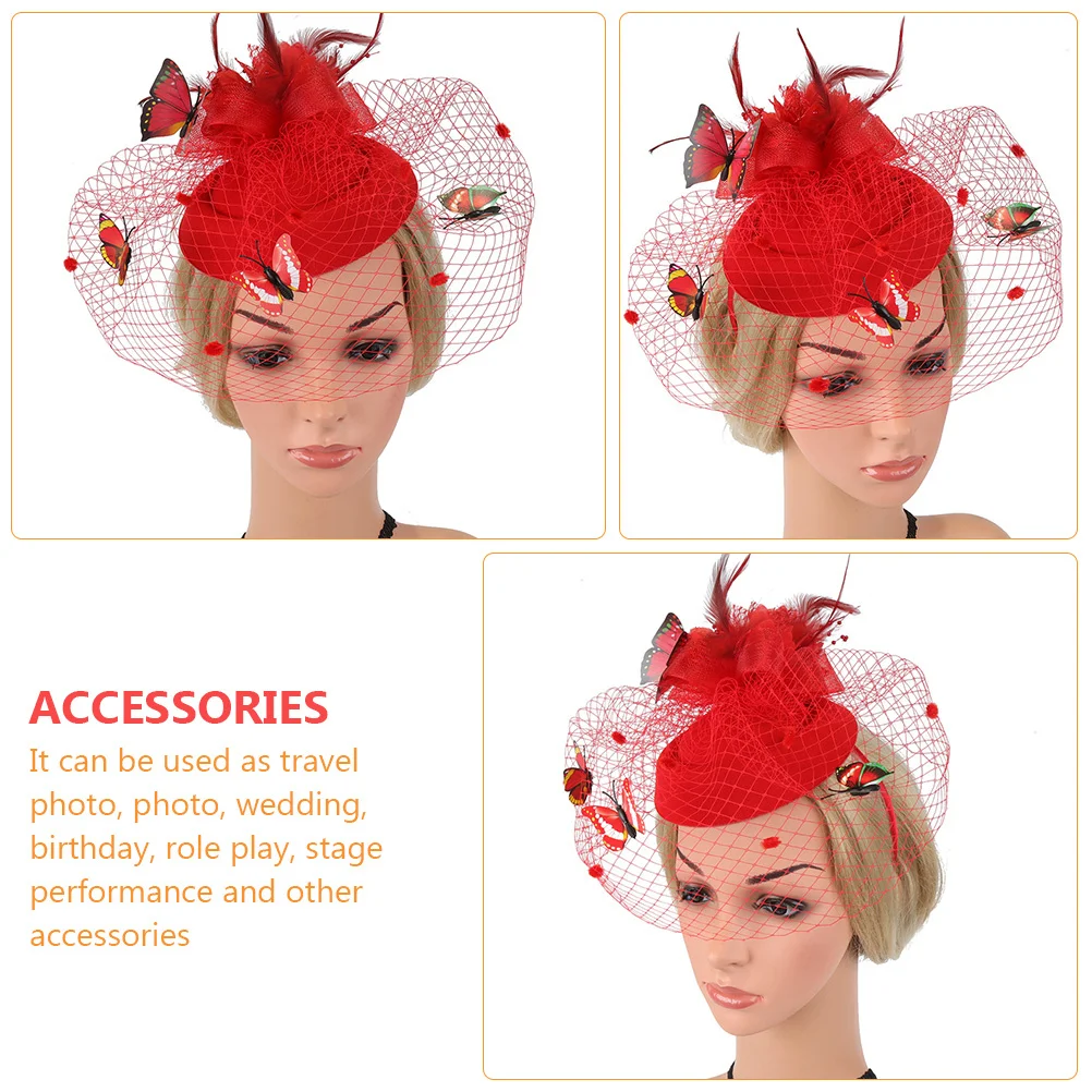 

1Pcs Wedding Hairband Elegant Mesh Mini Hat Headband for Party Photography Stage Performance Women's Hair Accessories