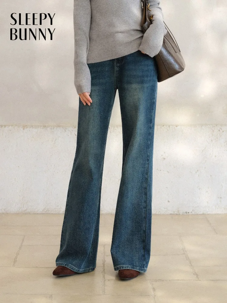 

Vintage Flared Jeans for Women Stretch High-Waist Denim Pants Lady Slim Casual Retro Bell-Bottom Trousers Daily Fashion Outfits