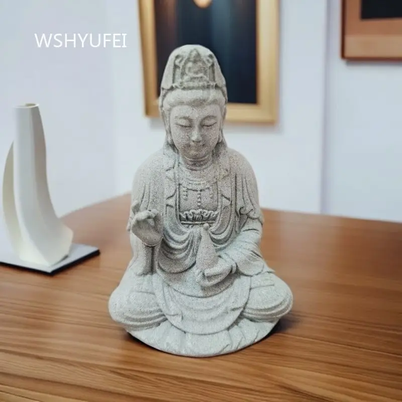 Guanyin Bodhisattva Buddha Statue Stone Ornament Buddha Hall Enshrines Statues of Household Town Houses Sending Off Guanyin