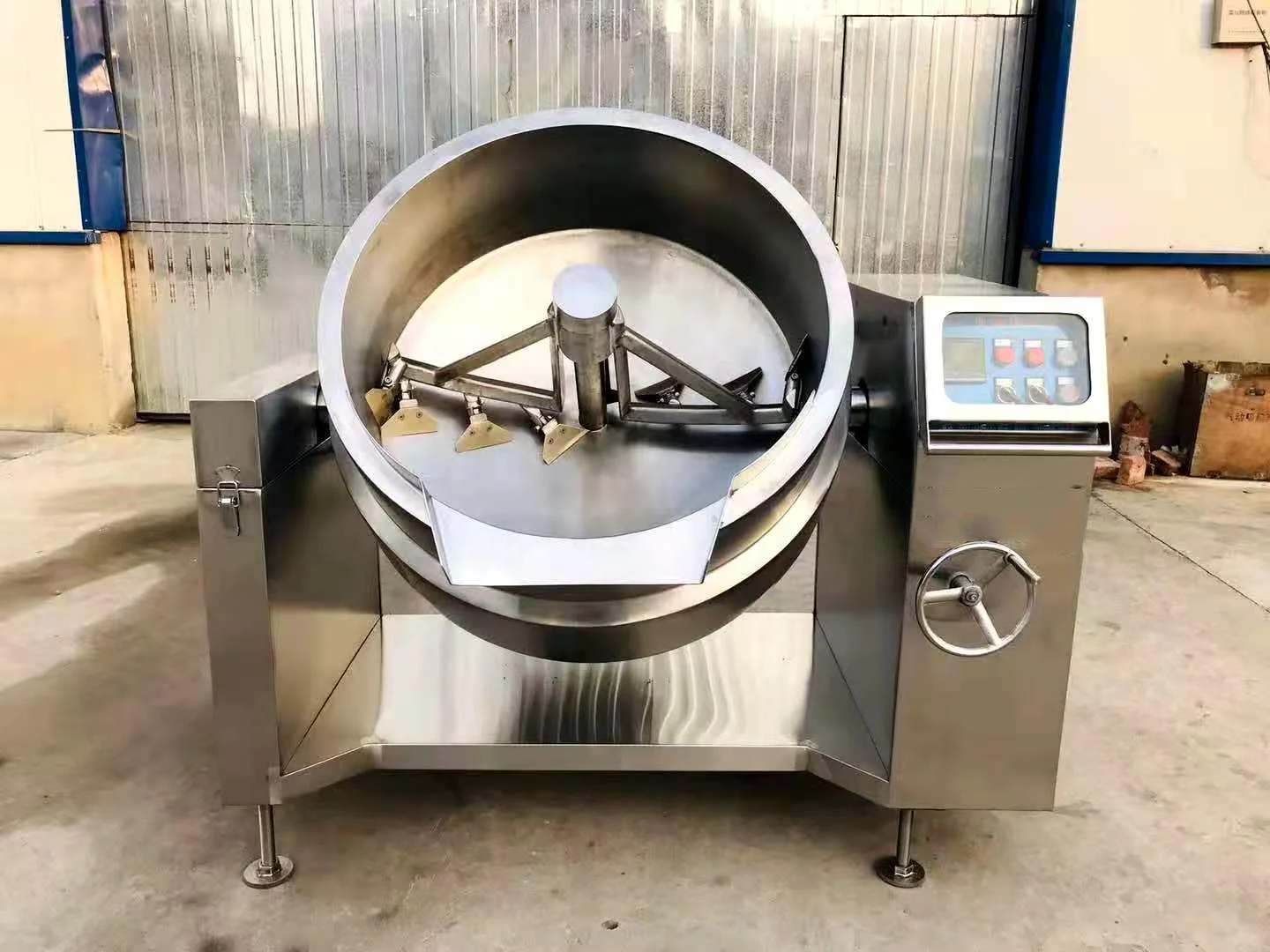 Industrial 200L Jacketed Mixing Kettle Creamy Chicken & Rice Casserole Cooking Pot With Stirrer