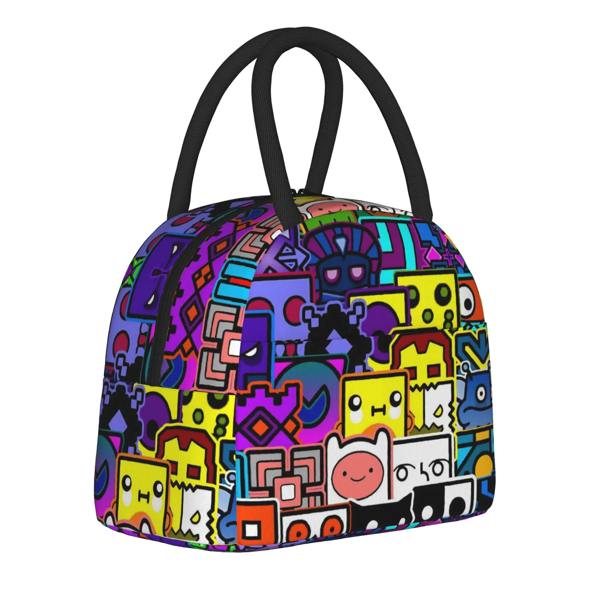 Geometry Dash Games Insulated Lunch Bags for Men Women  Food Bag Reusable Thermal Cooler Bento Box For School Office
