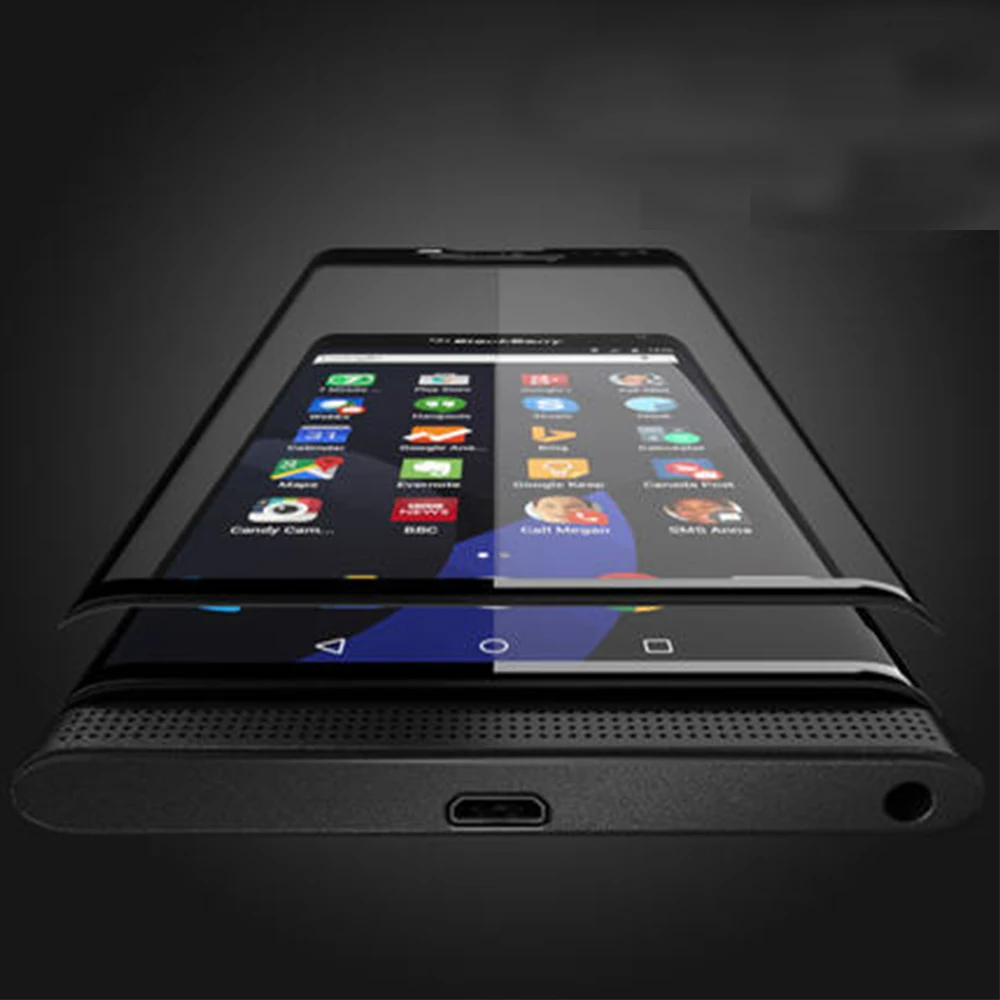 High Quality Tempered Glass Screen Protector for Blackberry Priv All Cover Perfect Protective Screen Gold Black Color