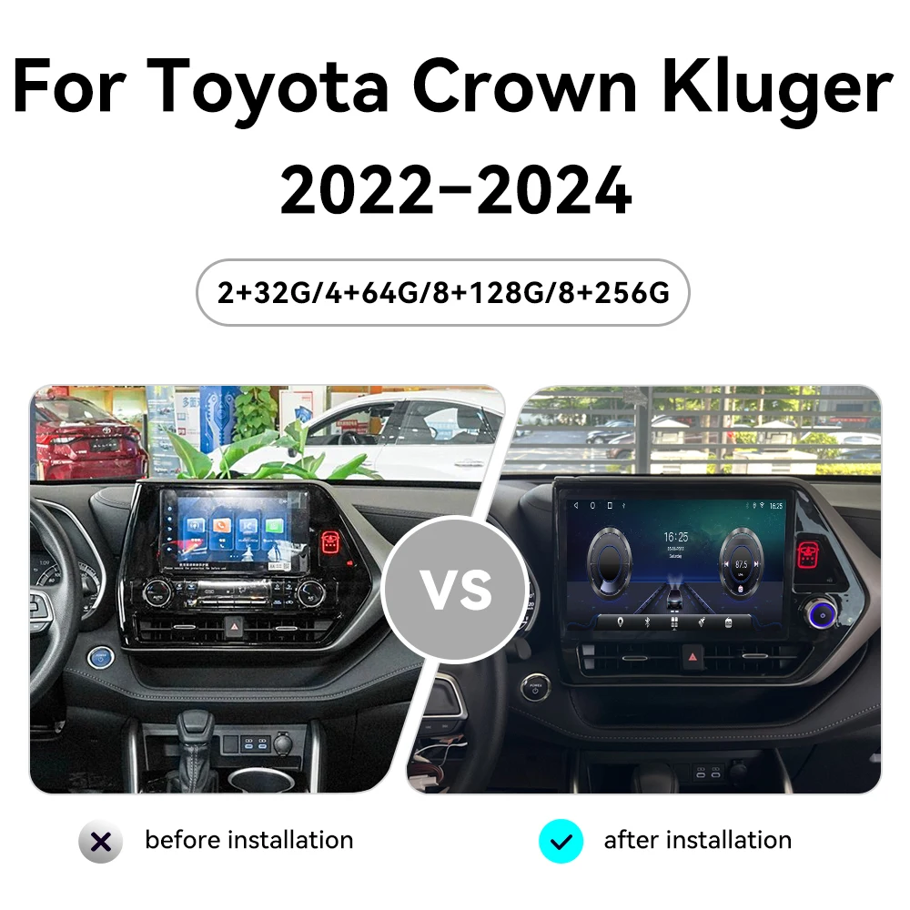 

13-дюймовая автомагнитола Android 13 для Toyota Crown Kluger 2022-2024: интеллектуальная система, Carplay, GPS, мультимедийный видеоплеер