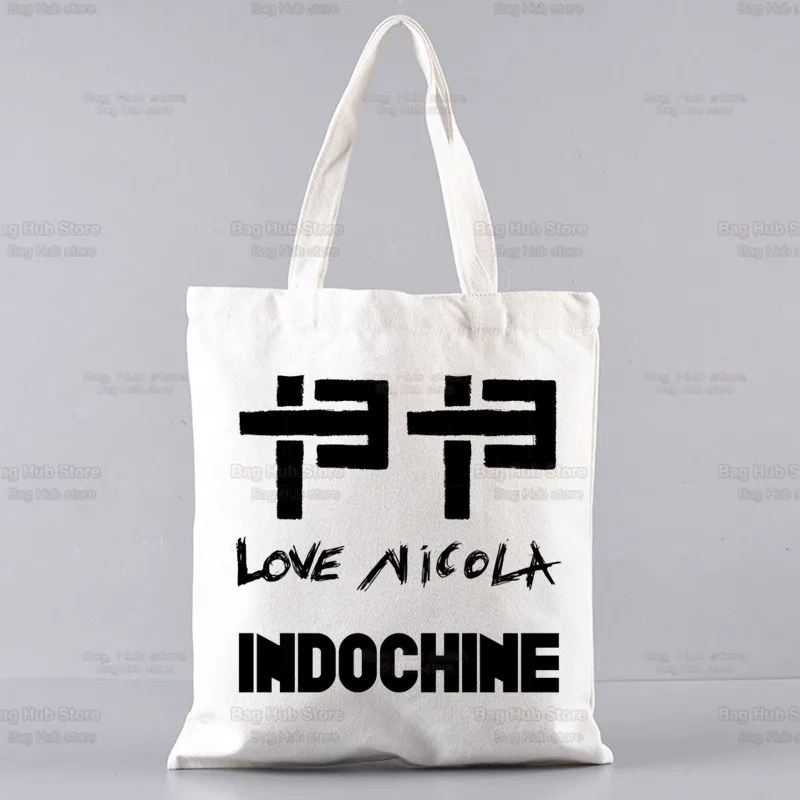 Indochine-Bolso De compras Pop Rock Wave, bolsa De yute De lona para viaje, banda francesa